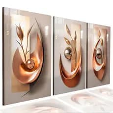 Quadro Decorativo Sala Quarto Formas Abstrato Flores Moderno