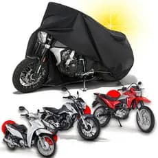 Capa Para Cobrir Moto em Couro Impermeável Protege Sol Chuva Poeira Riscos