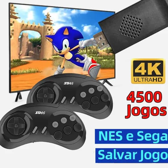 VILCORN Console De Controle De 16bit MD Para SEGA Genesis BR Game Stick HDMI Retro 4500 + TV/Jogos Drive 2