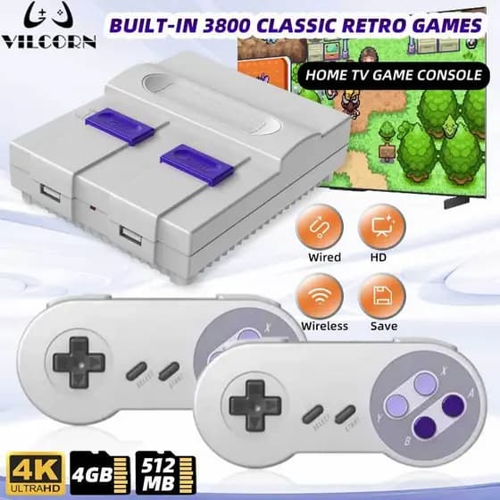 VILCORN 16 Pouco Dendy Retro Sem Fio TV Video Game 4200 + Jogos Playtronic Phanto Console Para Super NES SFC FC 4k SNES