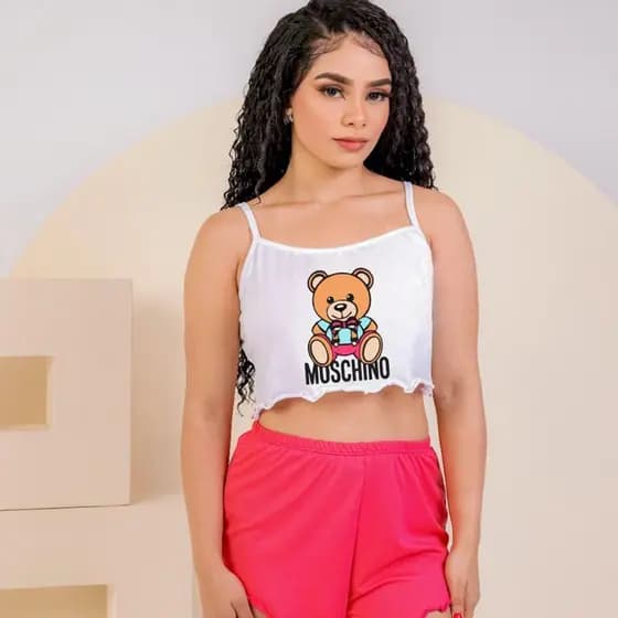 Pijama Virginia Cropped Ondinha Personagens Baby Doll  Short Dool Verao 1 Un Sortida