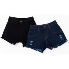 KIT 2 SHORT JEANS MENINA INFANTIL 2 A 12 ANOS