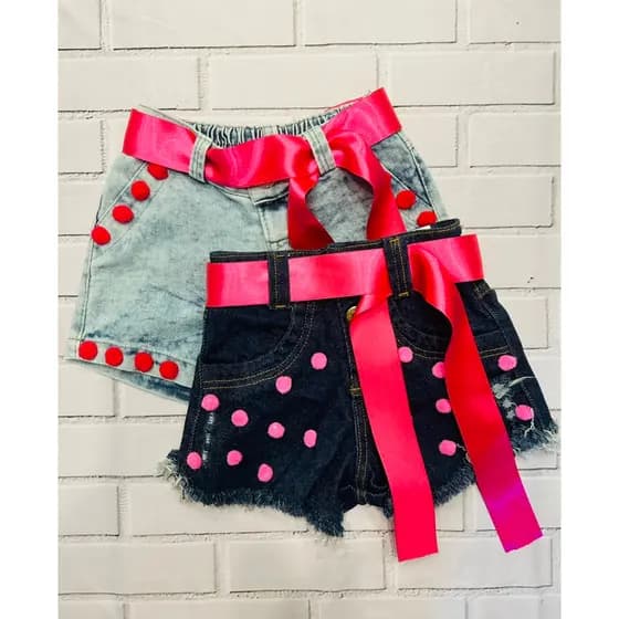 kit Short Jeans Menina 4 a 10 anos