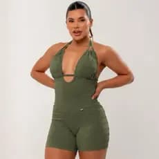 Macaquinho Fitness Costa Nua Poliamida decote Feminino