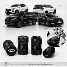 Kit 4 Tampas Bico de Pneu Metalica Universal Para Veículos Chery, Tigo 8 Tigo 7 Tigo 5x Arizo 6 etc.
