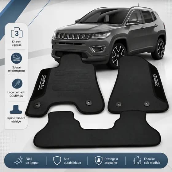 Jogo Tapete Borracha Jeep Compass Ano 2016 2017 2018 2019 2020 2021 2022 2023 2024 2025 2026