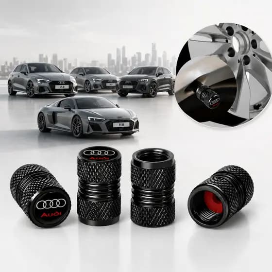 Kit 4 Tampas Bico de Pneu Metalica Personalizada Para Veiculos Audi, A3 Sedan, A4, Q3, Q3 Sportback