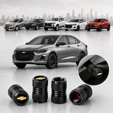Kit 4 Tampas Bico Pneu Metalica Universal Veículos Chevrolet Onix Tracker S10 Montana Onix Plus Spin