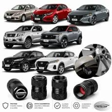 Kit 4 Tampas Bico de Pneu Universal Para Veículos Nissan, Kicks, Versa, Sentra, Frontier, March