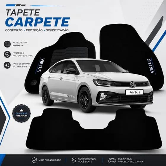 Jogo Tapete Volkswagen Virtus Ano 2018 2019 2020 2021 2022 2023 2024 2025.....em Diante