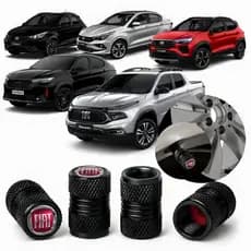 Kit 4 Tampas Bico de Pneu Metalica Universal Veículos Fiat, Toro Fastback Argo Strada Pulse Cronos