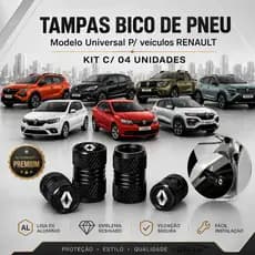 Kit 4 Tampas Bico de Pneu Personalizada Universal Para Veículos Renault Sandero, Kwid Kardian Duster