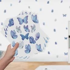 Adesivo De Parede Decorativo Autocolante Borboletas  Azul Quarto Infantil Menina Bebe