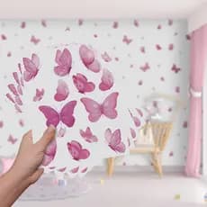 Adesivo Decorativo De Parede Quarto Menina Infantil Borboletas Pink Delicadas Bebe