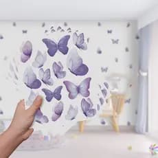 Adesivo De Parede Decorativo Autocolante Borboletas Roxa Quarto Sala Menina