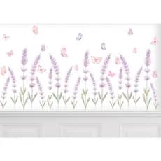 Adesivo De Parede Decorativo Em Recorte Flores Lavanda Quarto Menina