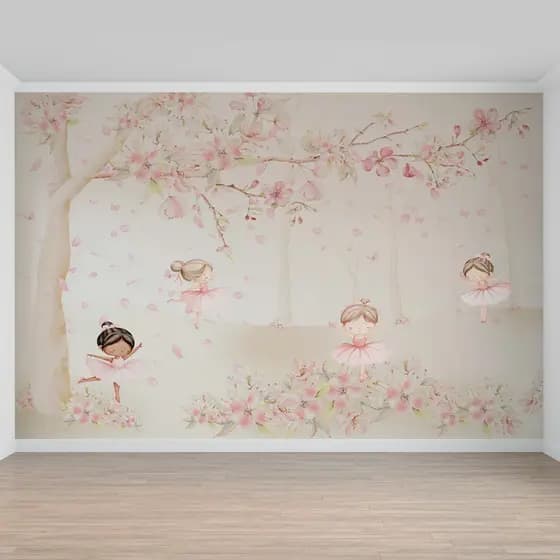 Parede De Parede Infantil Adesivo Decorativo Floral Fadas Bailarinas  Quarto Menina