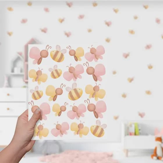 Adesivos de Parede Decorativo Autocolante Abelhas e Borboletas Infantil