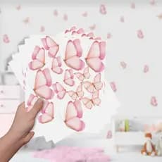 Adesivo de Parede Infantil Borboletas Aquarela Quarto Sala Bebe Menina