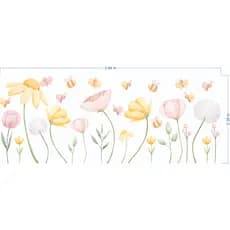 Adesivo de Parede Infantil Flores Aquarela e Abelhas De Recorte Floral