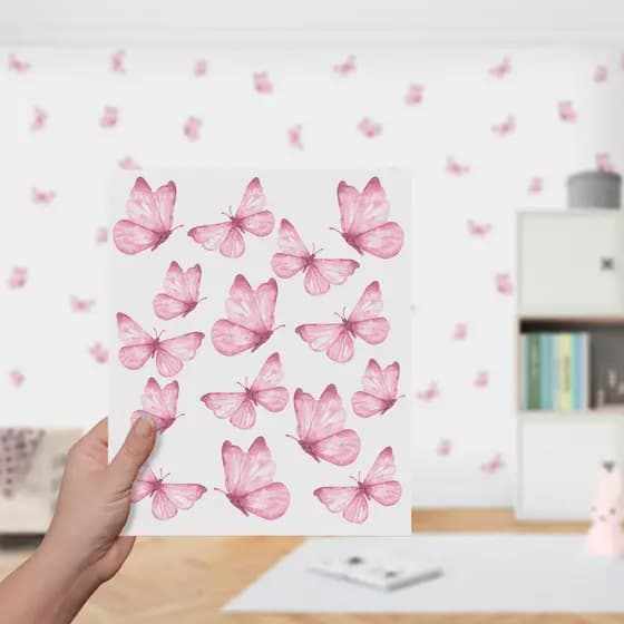 Adesivos Decorativo De Parede Borboletas Aquarela Autocolante Rosa