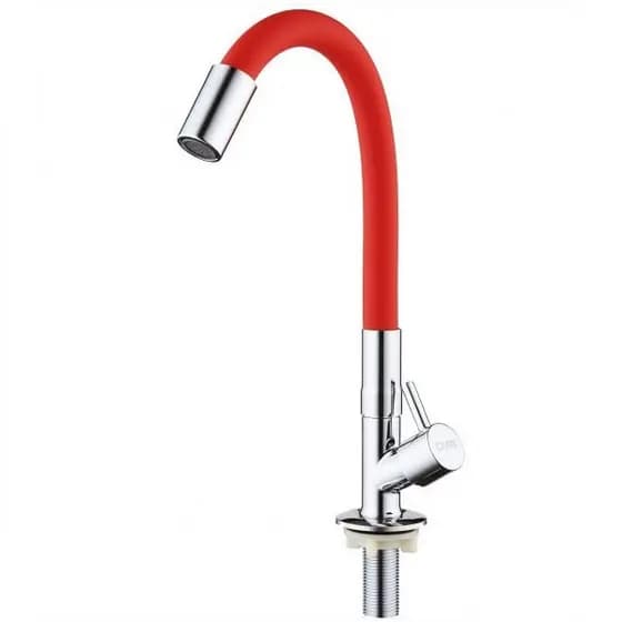 TORNEIRA PARA PIA MESA FLEXÍVEL COR VERMELHA MATERIAL METAL