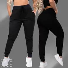 Calça Feminina Moletom Jogger Slim Flanelada Inverno Lisa Básica