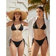 BiquinI de Amarrar Cortininha Praia Forrado Sem Bojo