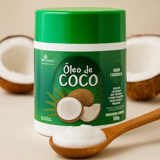 Kit com 6un Máscara Capilar Óleo de Coco 500g Hidratação e Brilho Bell Corpus ESCOLHA a FRAGRÂNCIA