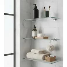 🛁 Kit com 3 Prateleiras Porta Shampoo de Vidro 35x10 cm