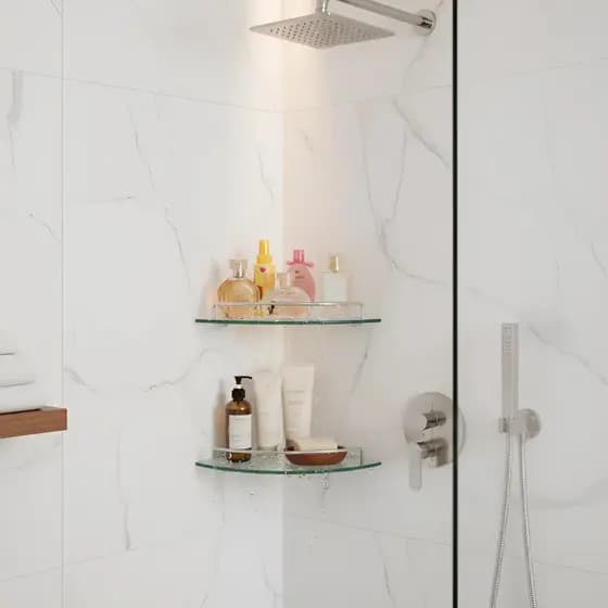 🛁 Kit com 2 Prateleiras de Canto 25x25 cm