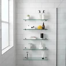 ✨ Kit com 5 Prateleiras de Vidro Verde 40x10 cm – Elegância e Organização para Seu Ambiente