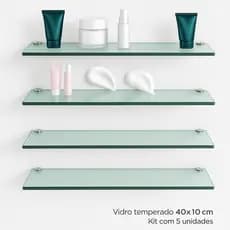 ✨Kit 4 Prateleiras de Vidro Verde 40x10 cm – Organização Moderna e Sofisticação para Seu Ambiente
