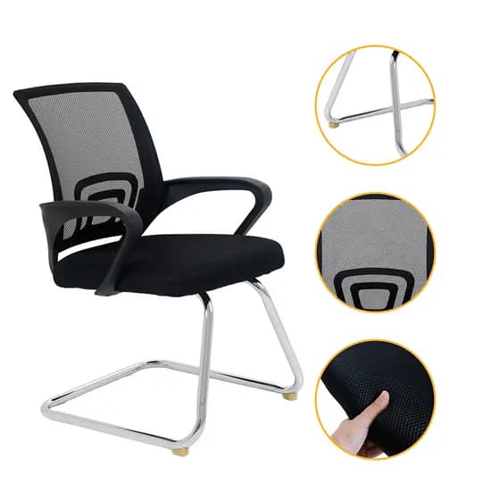 Cadeira para escritório Detroit Fixa Mesh Tela Preta Home Office