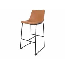 Banqueta Alta Estofada para Cozinha, Bar, Balcão e Ilha, Estilo Bistro, Caramelo, Munich