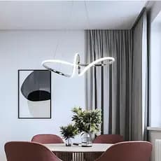 Luminária Lustre Pendente Led De Teto Sala De Jantar Design Moderno Loop 45W 3 Em 1 Bivolt