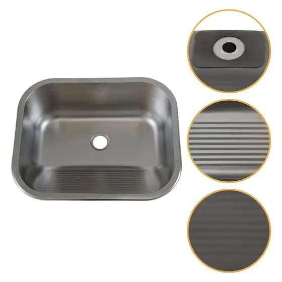 Tanque Aço Inox 55x45 com Cuba Ampla Acabamento Escovado para Lavanderia e Área de Serviço
