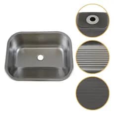 Tanque Aço Inox 55x45 com Cuba Ampla Acabamento Escovado para Lavanderia e Área de Serviço