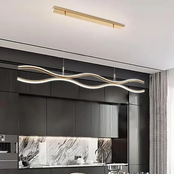 Lustre Luminária Pendente LED Ondara 45W 3 em 1 Dourado com Ajuste de Altura para Sala Jantar Quarto
