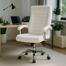 Cadeira De Escritório Big Presidente Branca Com 42 Molas Ensacadas e Revestimento Pillow Top Branca