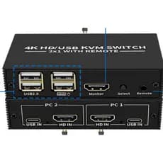 Chaveador Switch Kvm 2 Portas Hdmi Mouse Teclado E Monitor