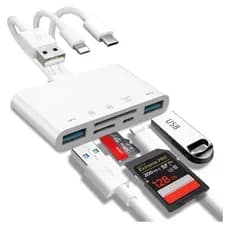 Leitor de cartão com otg usb para usb/iphone/ type c 5 em 1