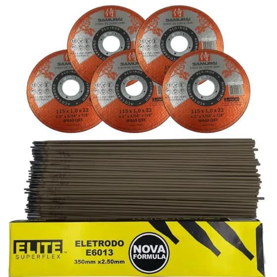 Eletrodo 2,5mm 6013 1KG + 5 Discos de Corte Inox/Ferro
