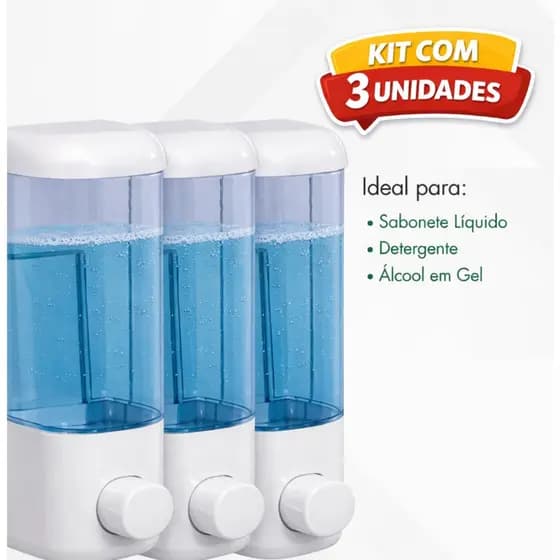 Kit Dispensers de Sabonete Líquido 500ml para Parede – Ideal para Detergente e Álcool em Gel – Design Moderno
