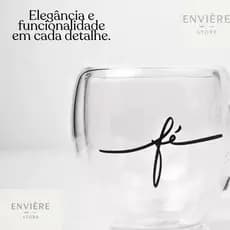 Xícara de Vidro Parede Dupla - Personalizada "Fé" | Elegância, Conforto e Inspiração no seu Momento de Café ou Chá