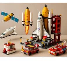 Blocos de Montar 1000 Peças – Kit com 6 Brinquedos e Torre Espacial - Criativo - Educativo