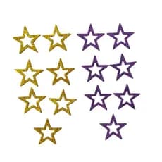 Adesivo Pet Lacinho Pity Biju Estrela Vazada - Dourado e Roxo - 14 Un.