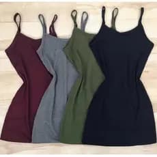 Kit 2 Vestido Feminino Sem Bojo Curto Estilo Tubinho De Malha Canelado Estica Bem