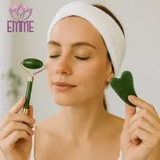 Pedra Jade Rolo Inox GuaSha Massagem Facial Corporal Anti Rugas Massageador Guacha Original