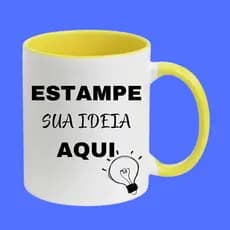 Caneca Personalizada de Porcelana Alça e Interior Colorido, Faça como quiser, Caneca do seu Jeito, Caneca Personalizada Foto